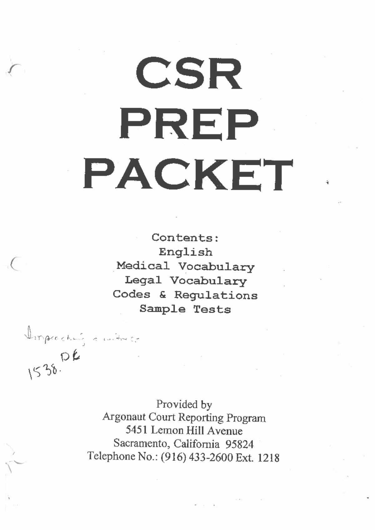 Csr prep packet - Certification prep materials - CSR PREP PACKET ...
