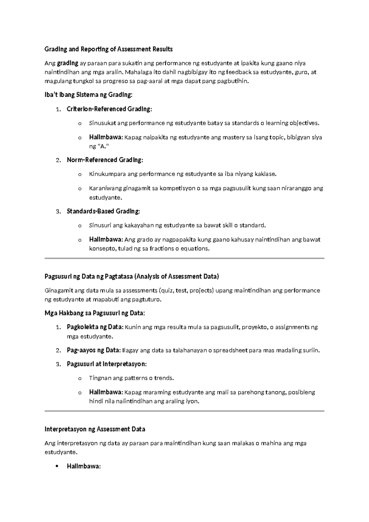 Grading Systems and Assessment Results Analysis in Education - Studocu