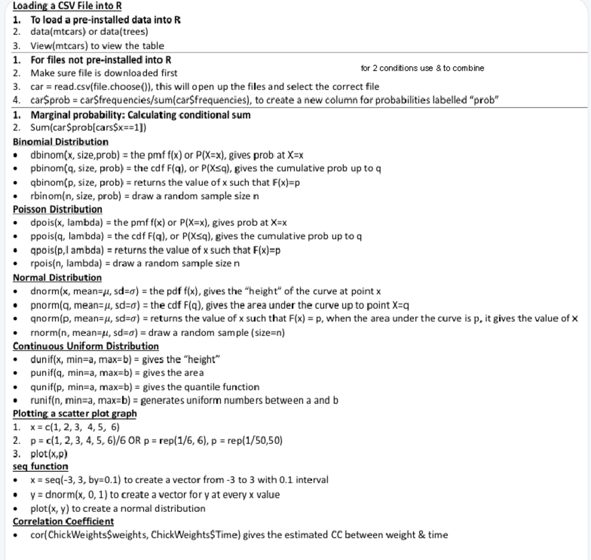 R Basics Cheatsheet for Loading CSVs, Probability Distributions & Plots ...