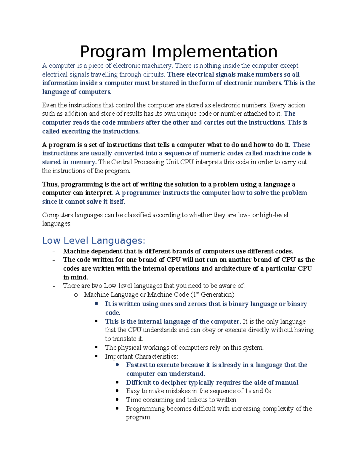 CSEC IT: Program Implementation Section 8 Notes - Studocu