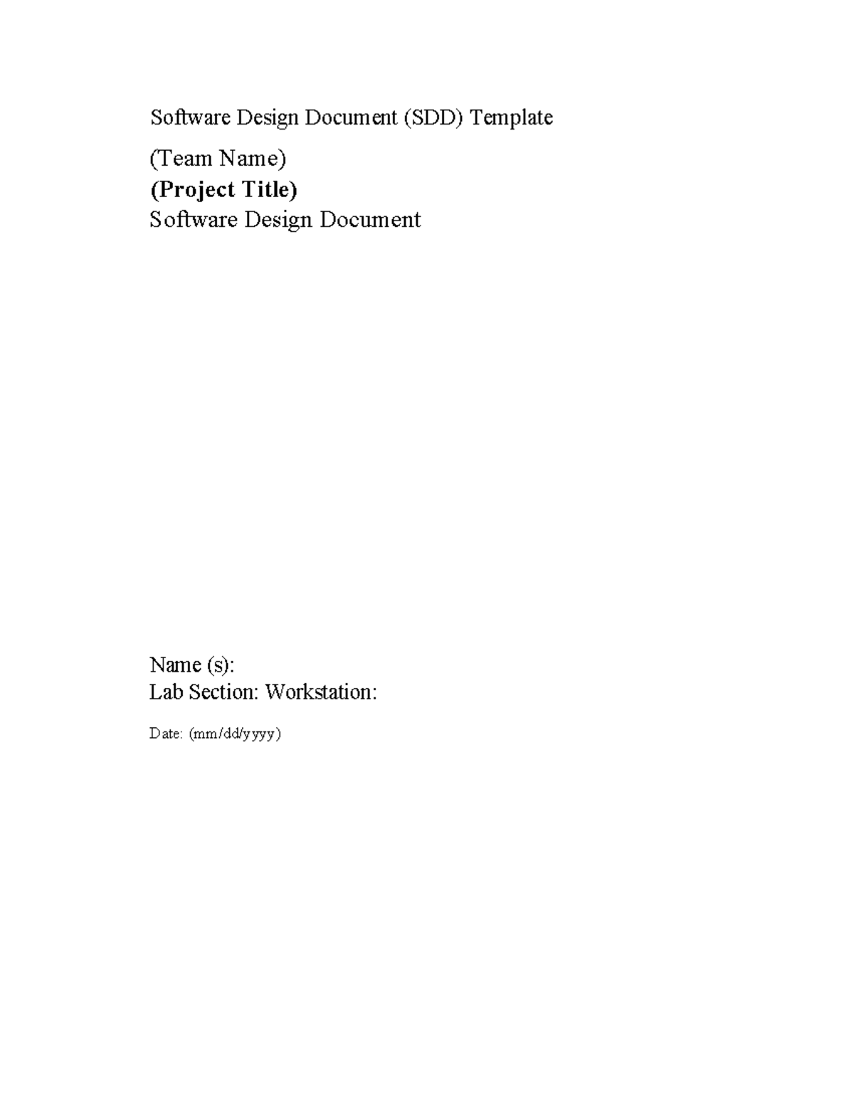 Software Design Document (SDD) Template for Project Development - Studocu