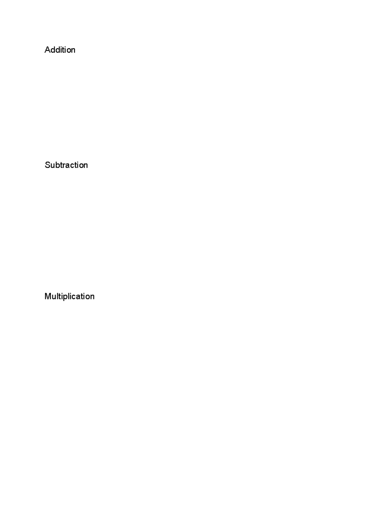 Matthew worksheet week 2 - EDBED1006 - Addition Subtraction ...