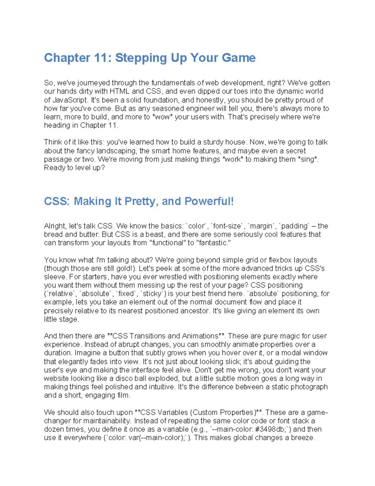 Web Dev Chapter 11: Enhancing Your Skills with CSS & JS - Studocu