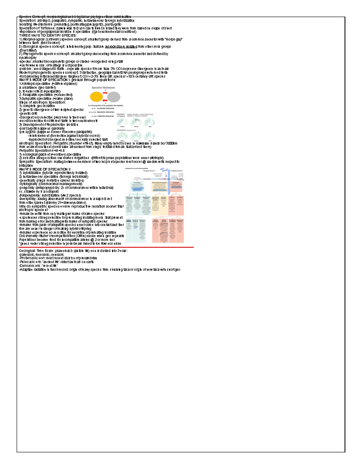 BIOL2400 Final Exam Cheat Sheet: Species Concepts & Speciation ...
