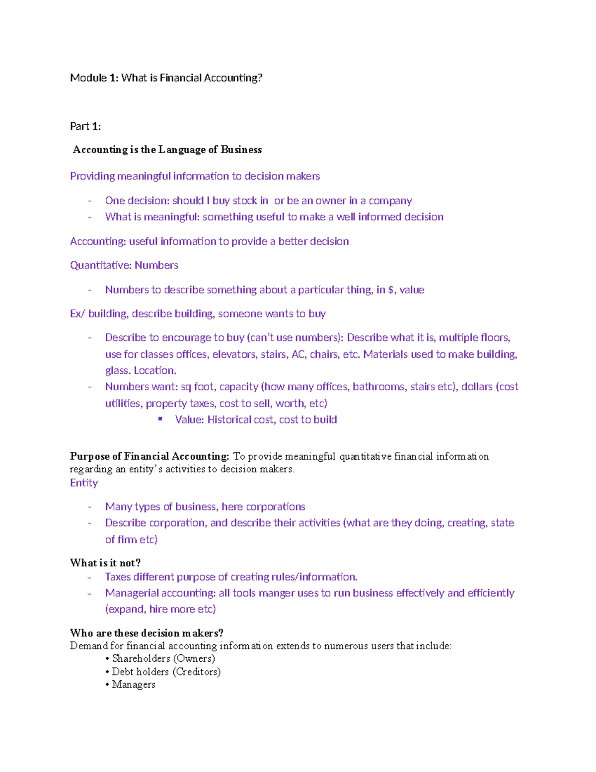 MGT 8803 Lecture Notes: Understanding Financial Accounting Basics - Studocu