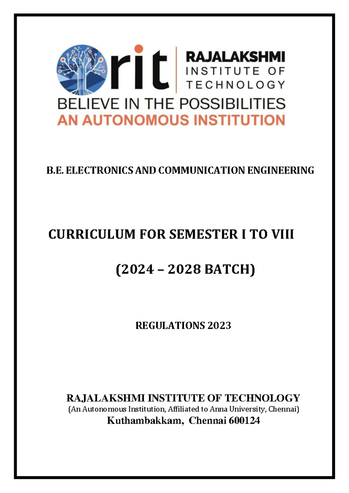 B.E. ECE R24 C - Semester I Lecture Notes (2024-2028 Batch) - Studocu