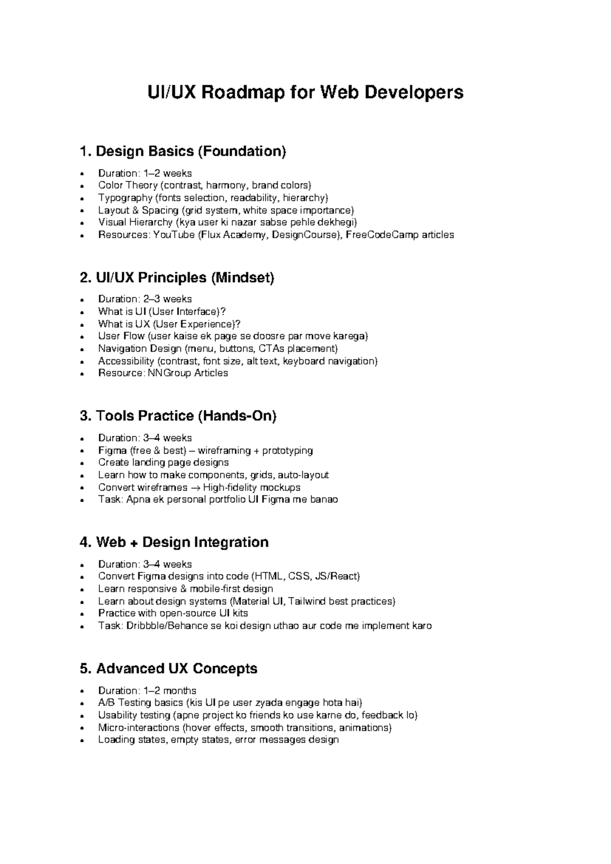 UI/UX for Web Developers Roadmap: Design & Integration Guide - Studocu