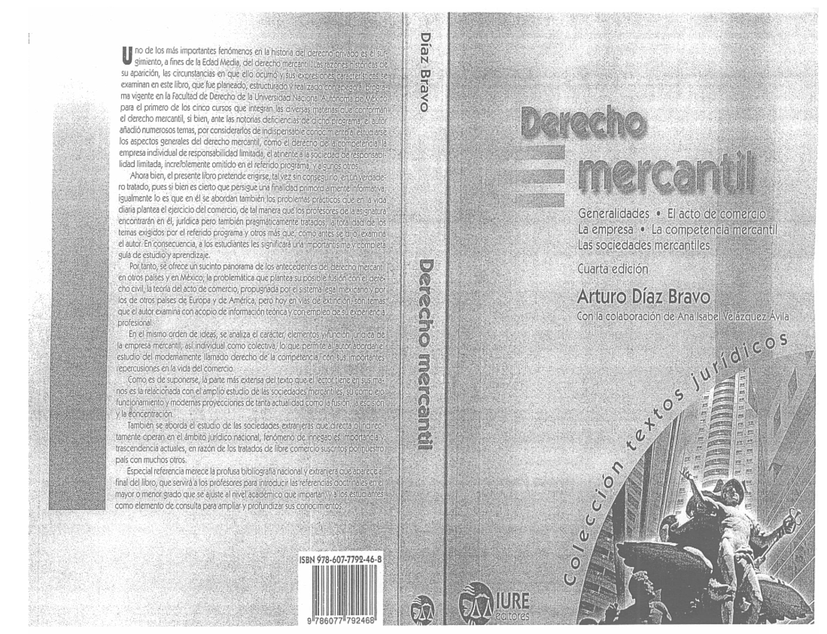 Derecho Mercantil IURE Arturo Diaz Bravo PDF - Sociedades Mercantiles