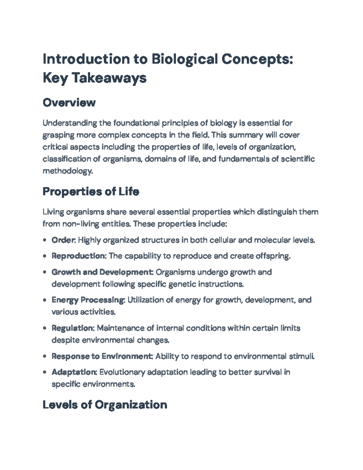 Foundational Principles of Biology: Key Concepts and Scientific Method ...