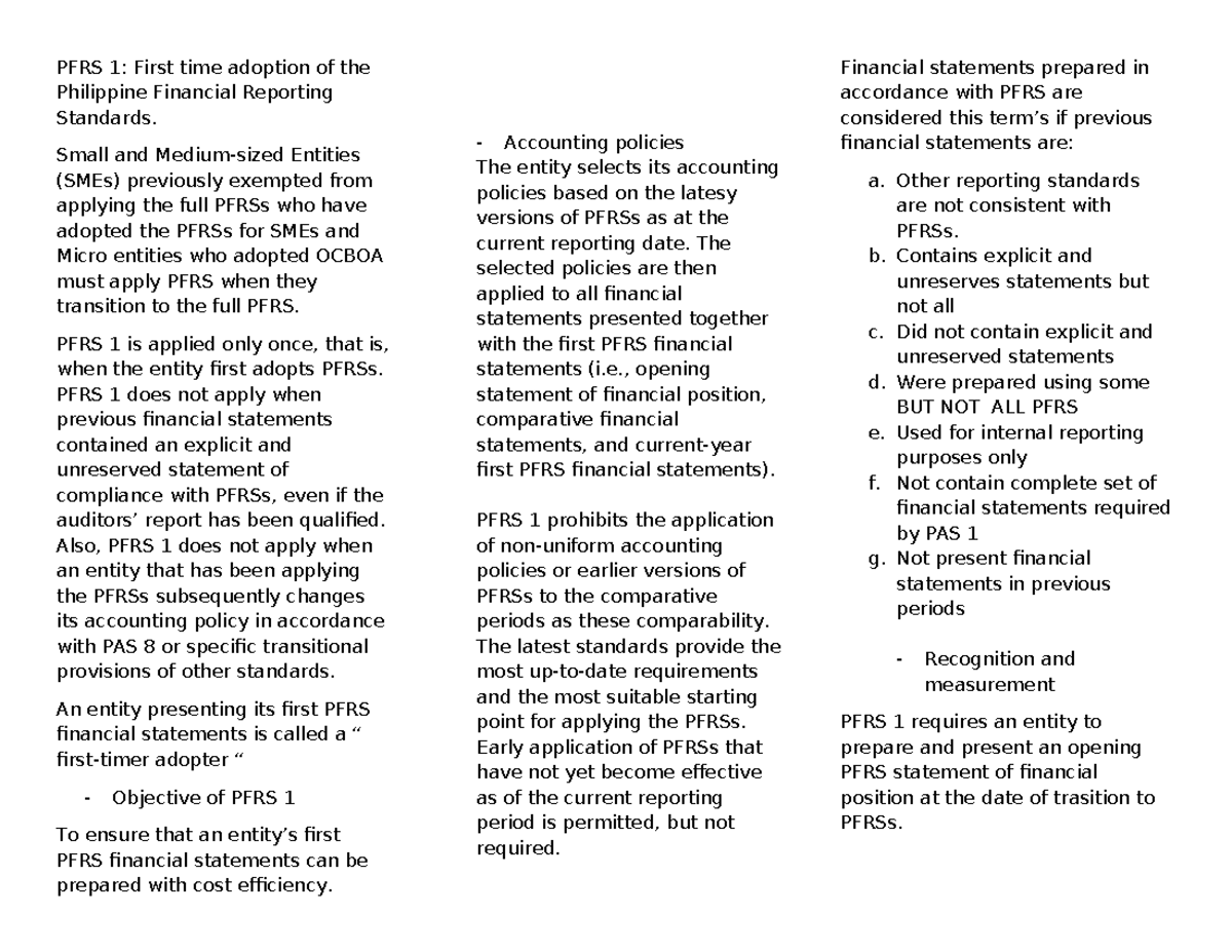 PFRS 1 - Understanding First-Time Adoption of Philippine Financial ...