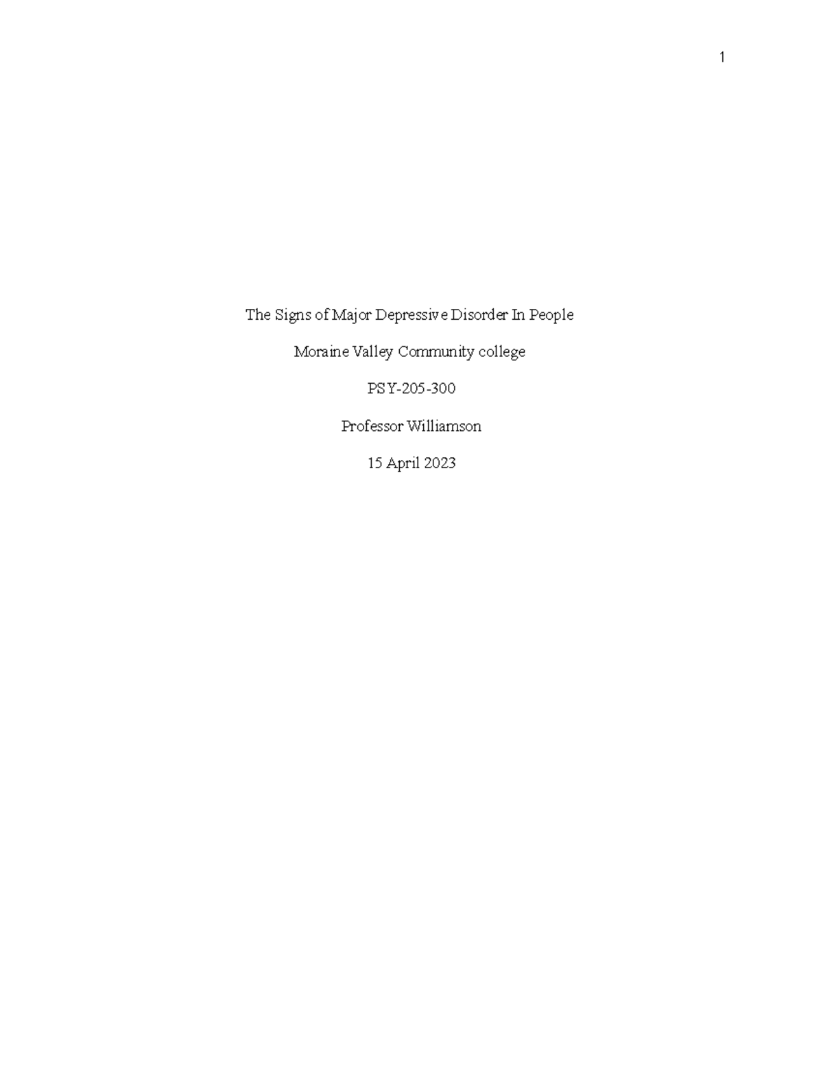 PSY-205 Case Study #2: Exploring Major Depressive Disorder Symptoms ...