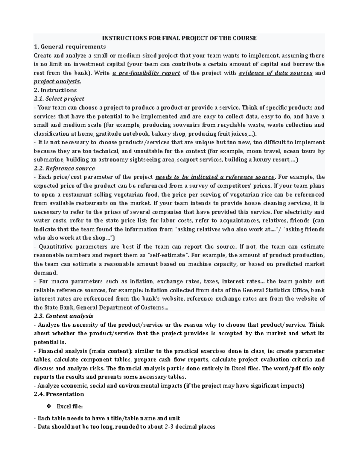 Final Project Guidelines for Course: Analysis & Implementation - Studocu