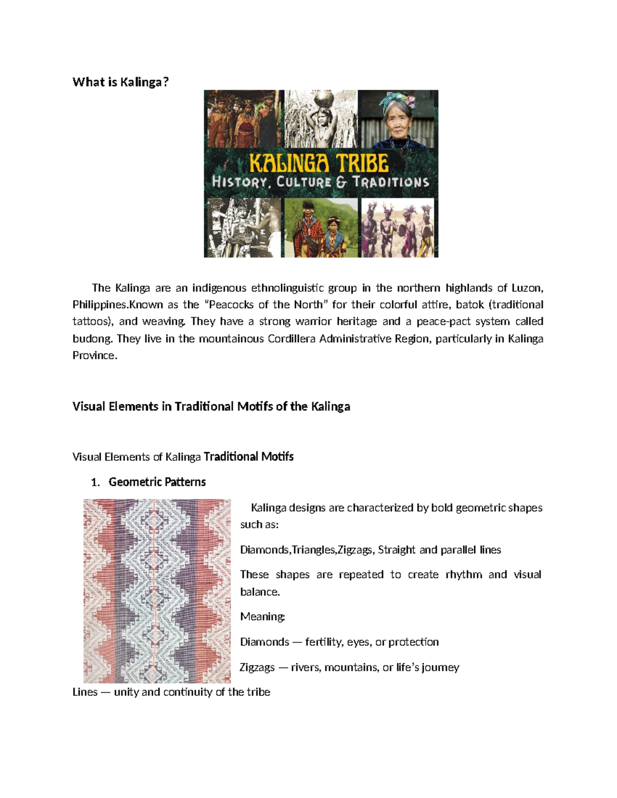 Kalinga Traditional Motifs: Visual Elements & Ethnomathematics - Studocu
