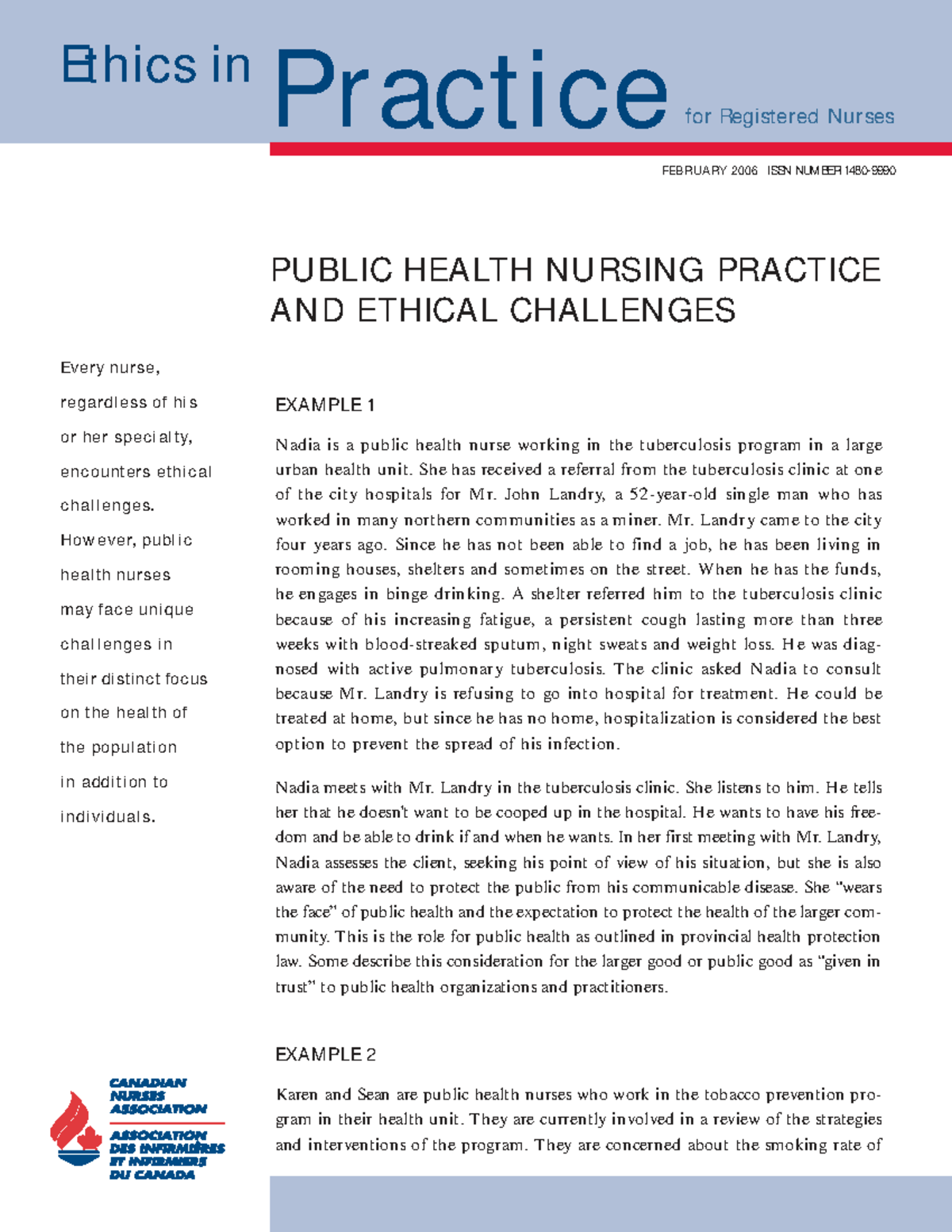 Ethics in Public Health Nursing Practice: Challenges & Principles (PHN ...