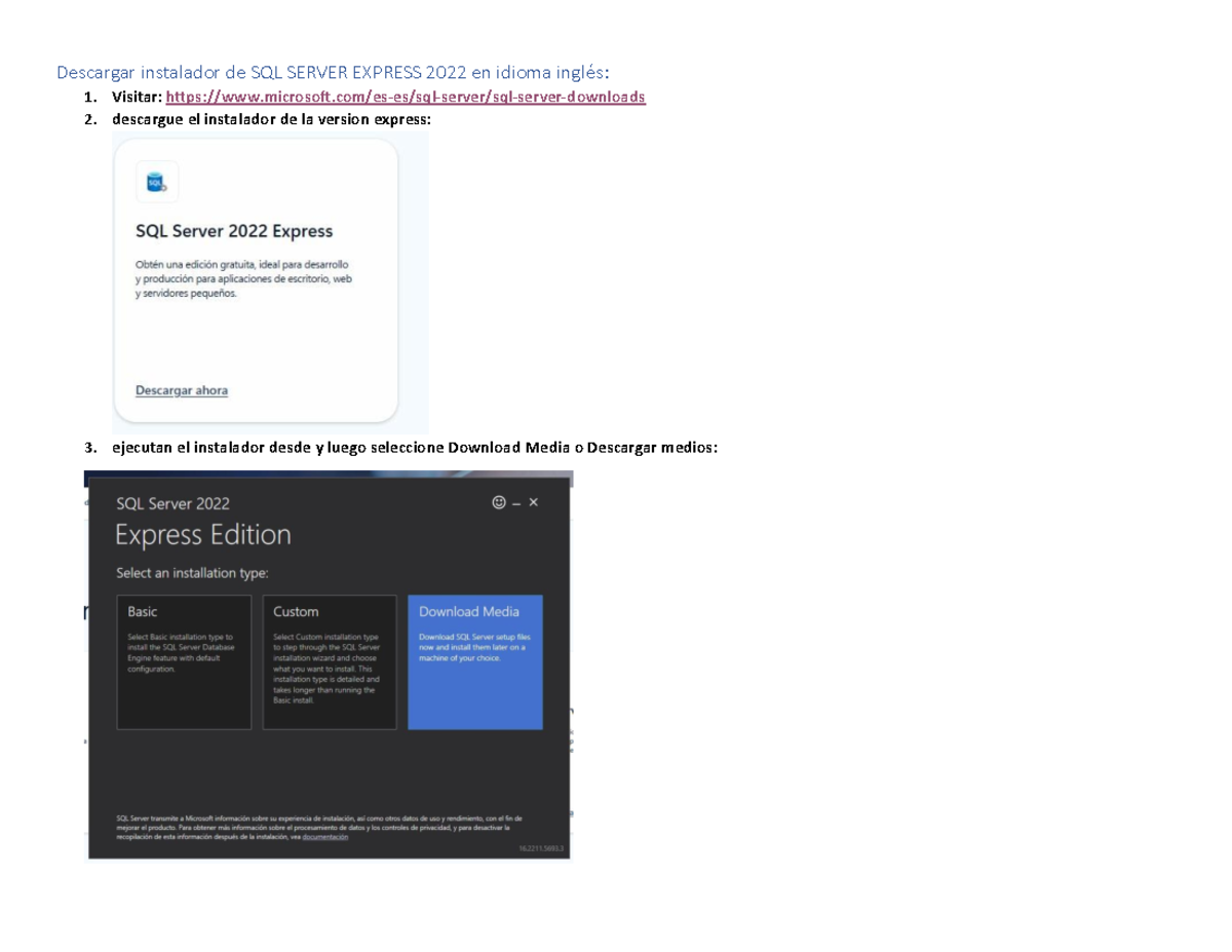 Instalación y Configuración de SQL Server 2025: Guía Completa - Studocu