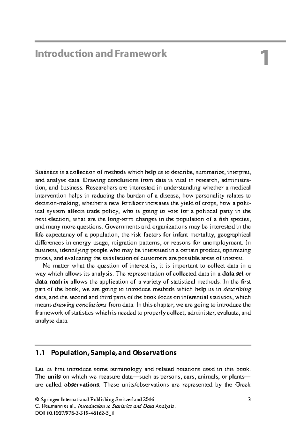 Chapter 1-2: Lecture Notes on Statistics Framework and Data Analysis ...