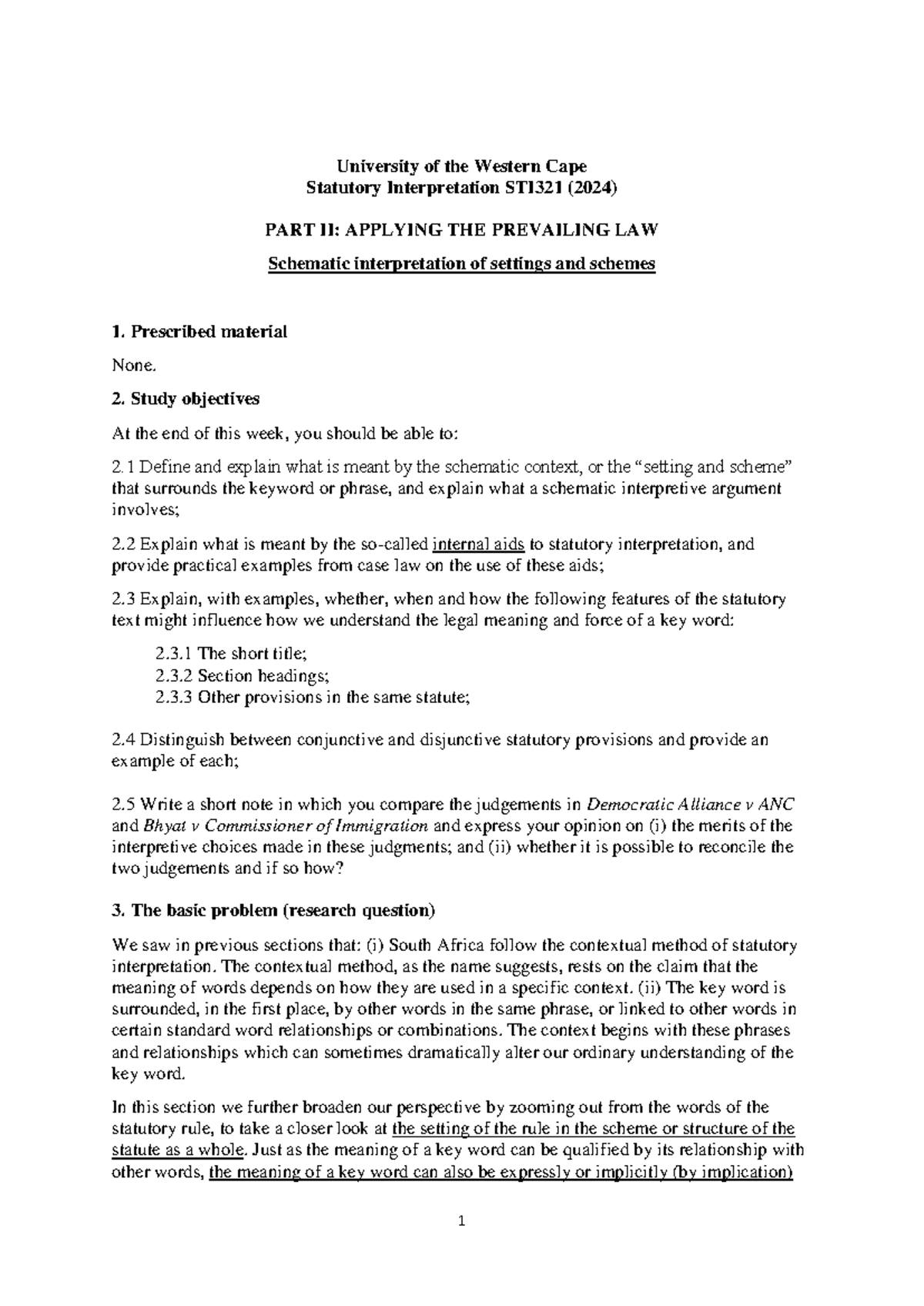 Schematic Interpretation of Settings and Schemes in Statutory Law ...