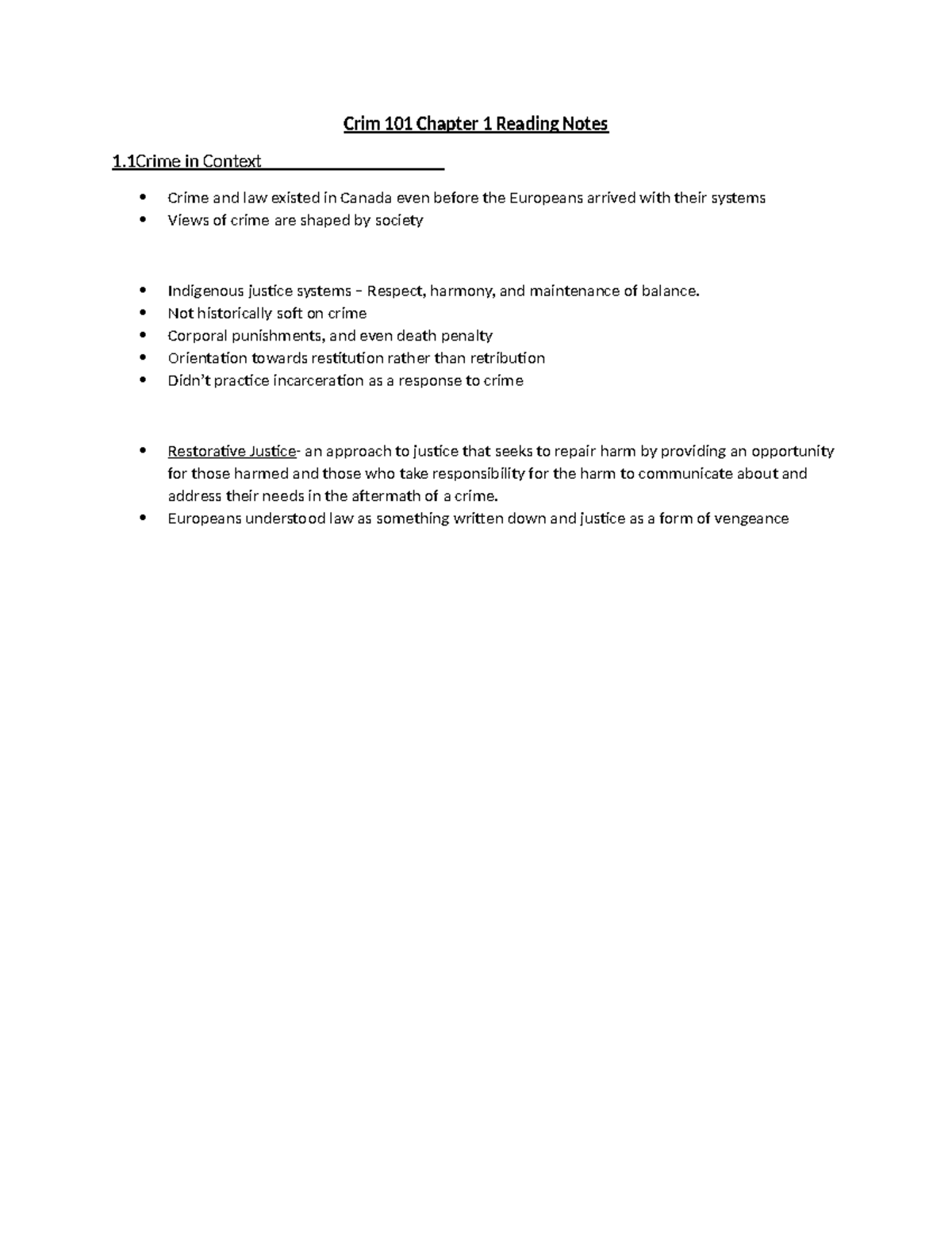 Crim 101 Chapter 1 Reading Notes: Societal Views on Crime in Canada ...