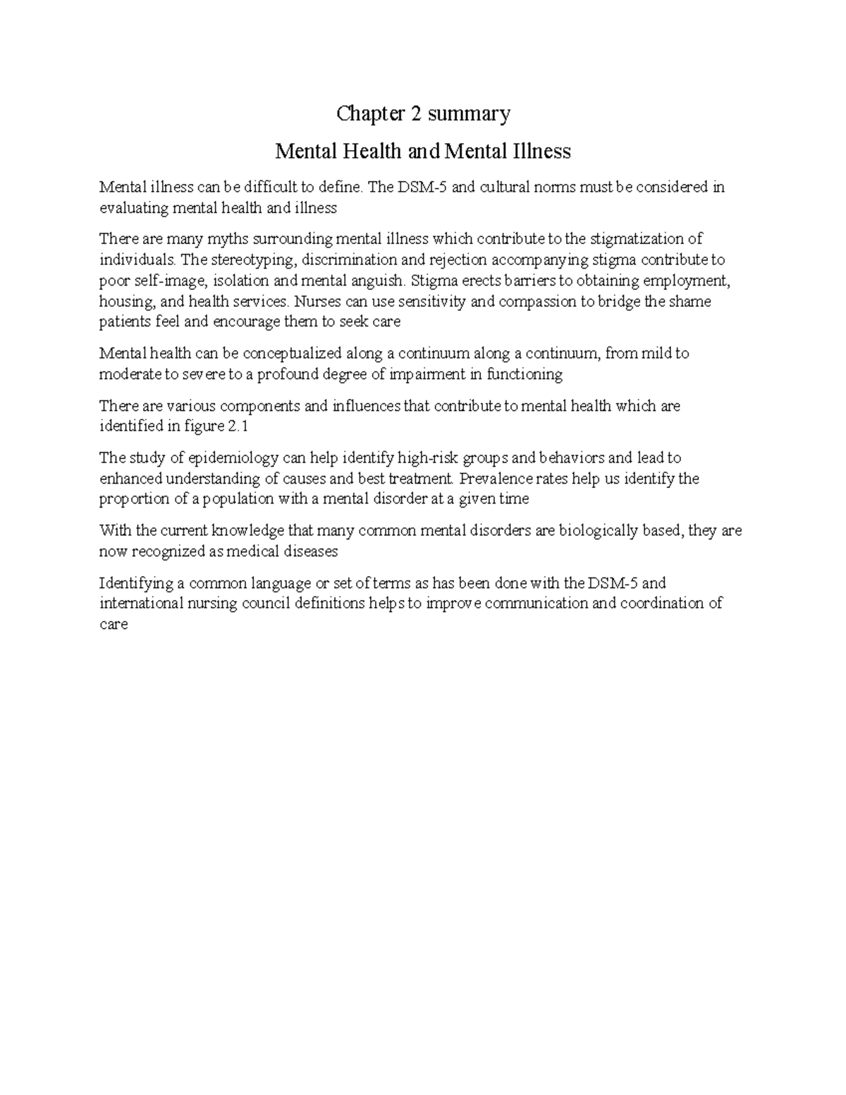 Psych 101: Chapter 2 Summary on Mental Health & Illness - Studocu
