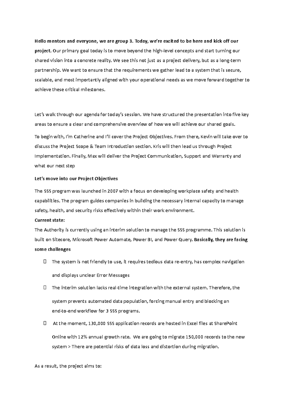 Kick-off Meeting Script for Project Management (Avepoint) - Studocu