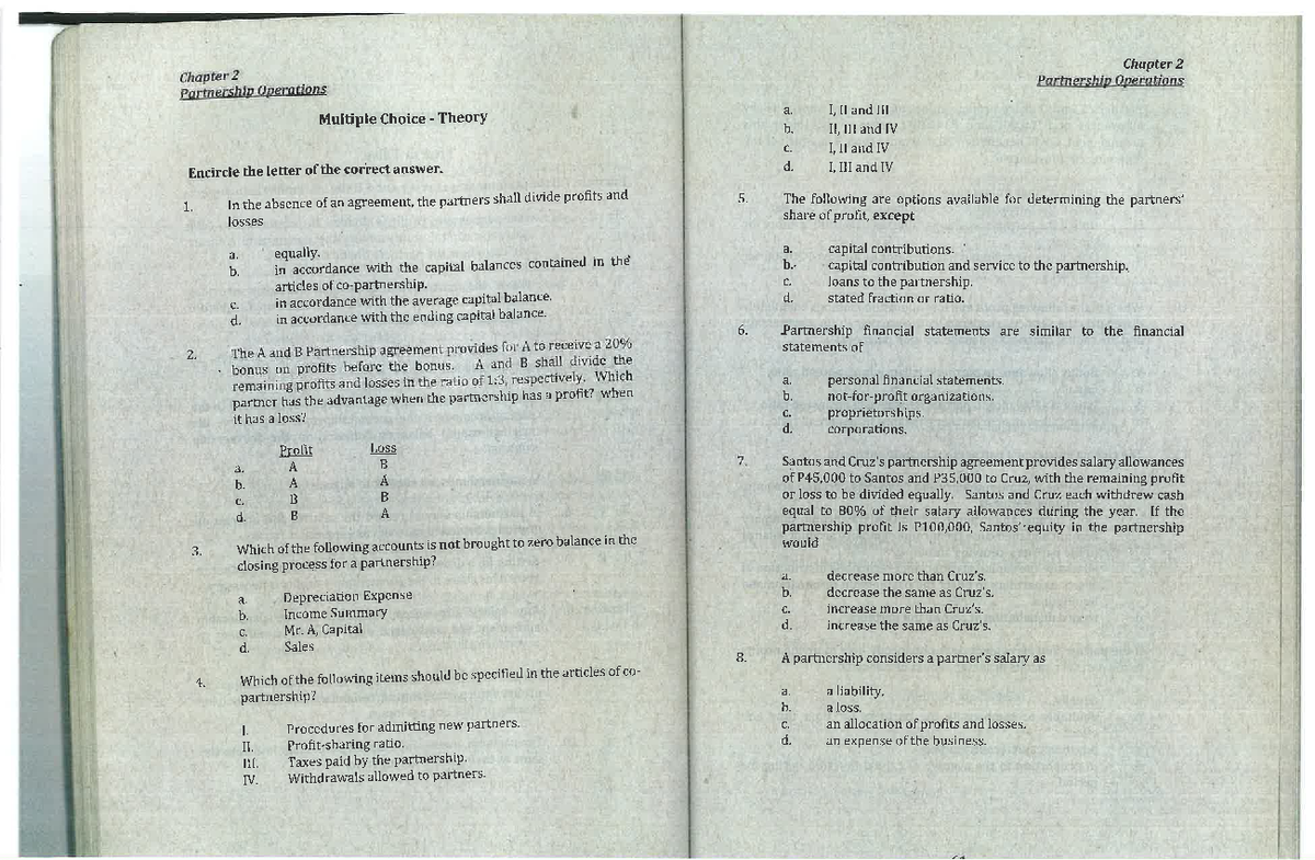 Chapter 2 - Partnership Operations: Detailed Analysis and Insights ...