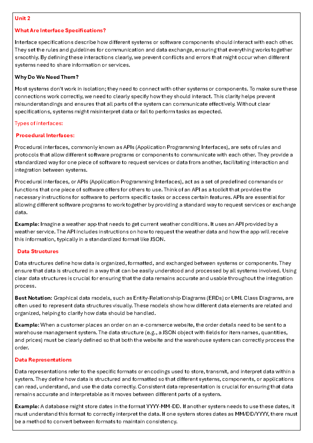 Unit 2: Understanding Interface Specifications in Software Engineering ...