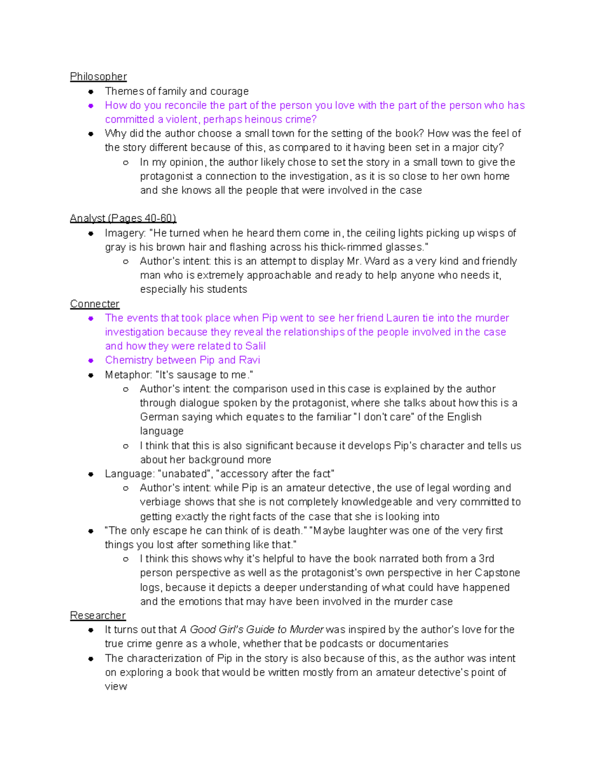 A Good Girl's Guide to Murder - Meeting Notes #1 - Philosopher Themes ...