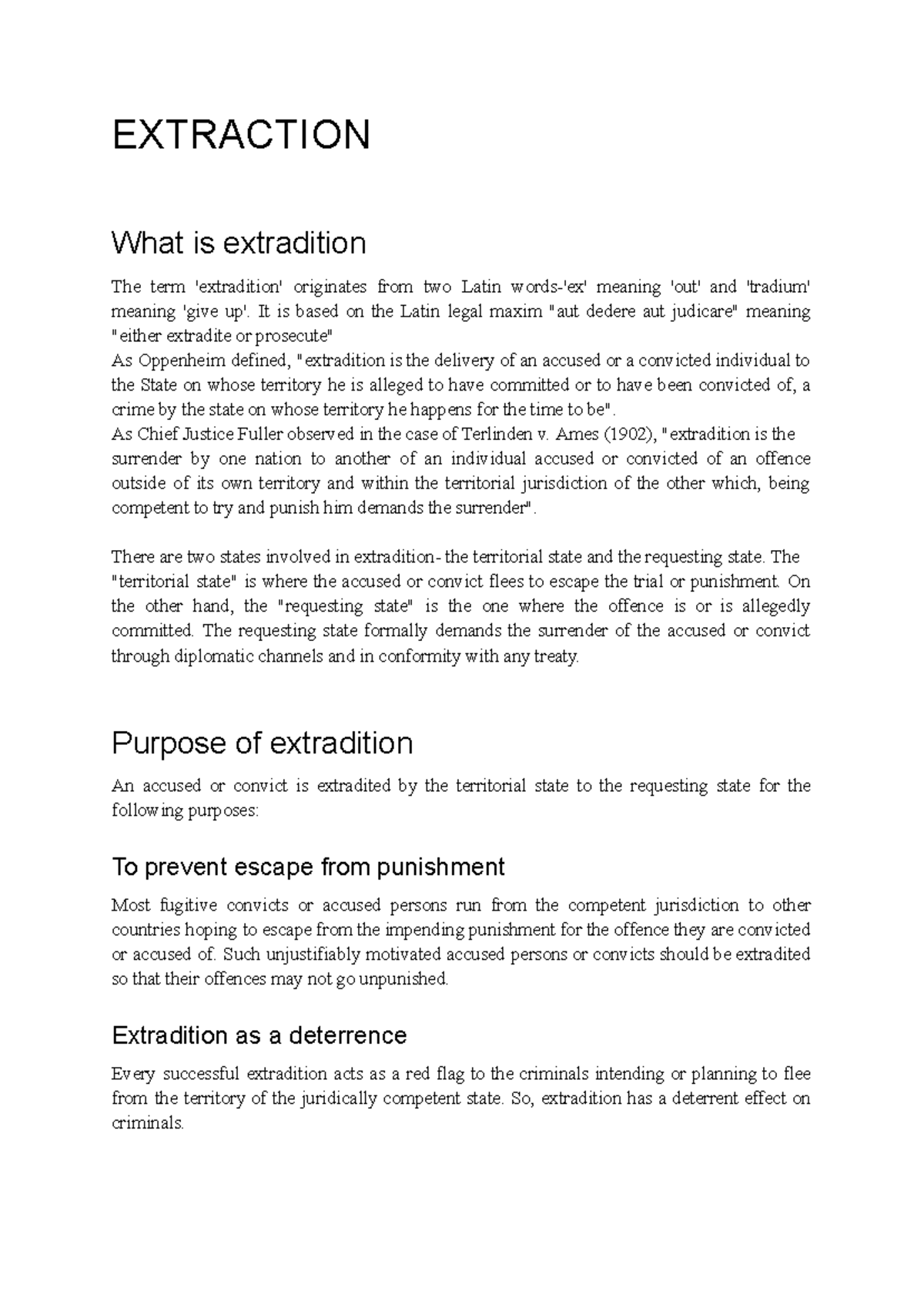 Extradition in International Law: Principles and Implications - Studocu