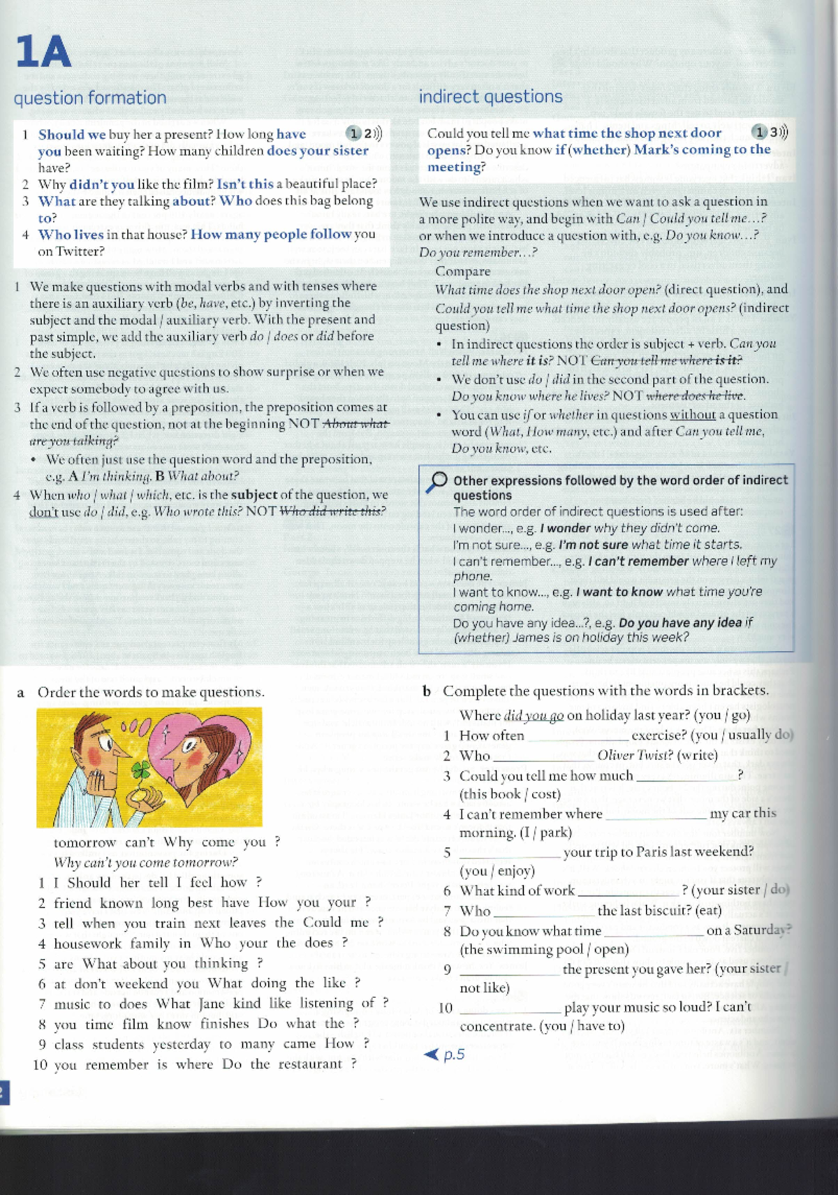 Unit 1 Grammar: Indirect Questions Exercises and Guidelines - Studocu
