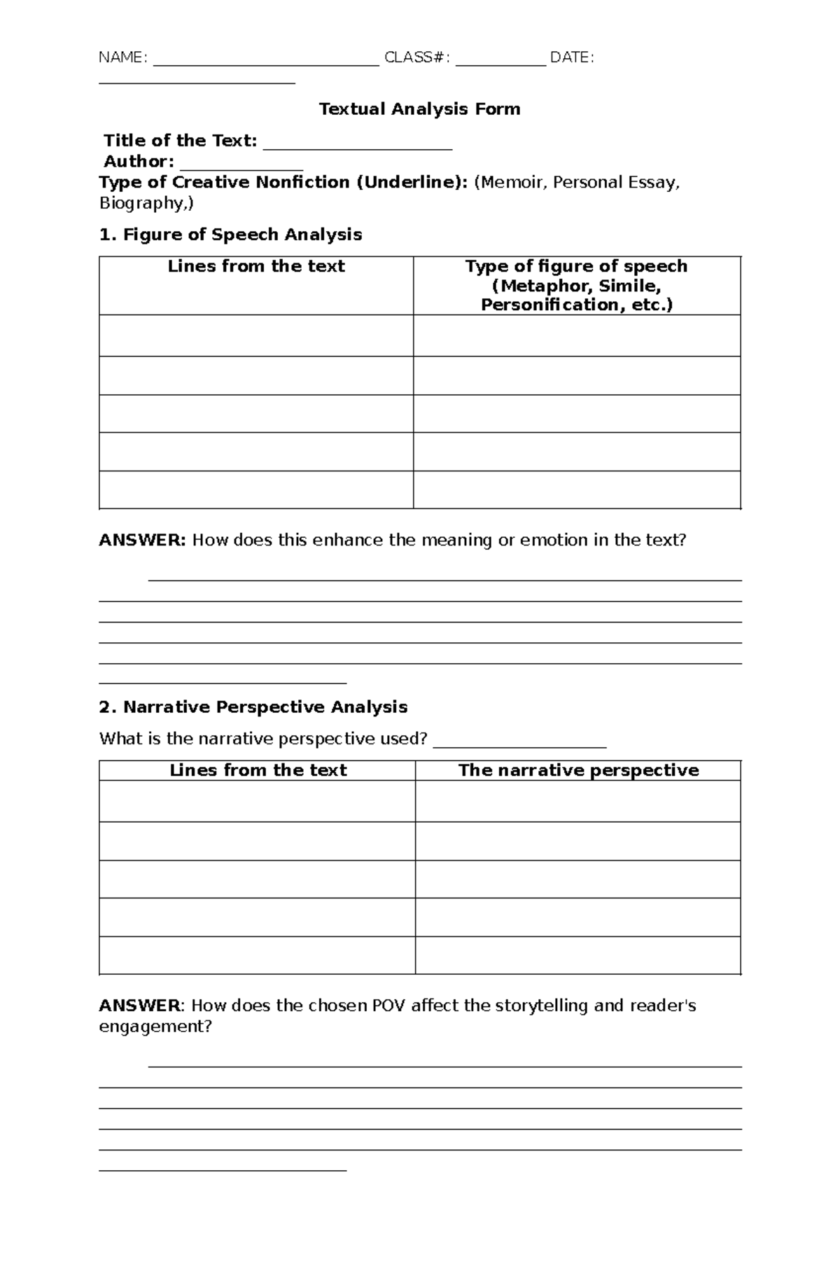 Textual Analysis Form - NAME: ______________________________ CLASS ...