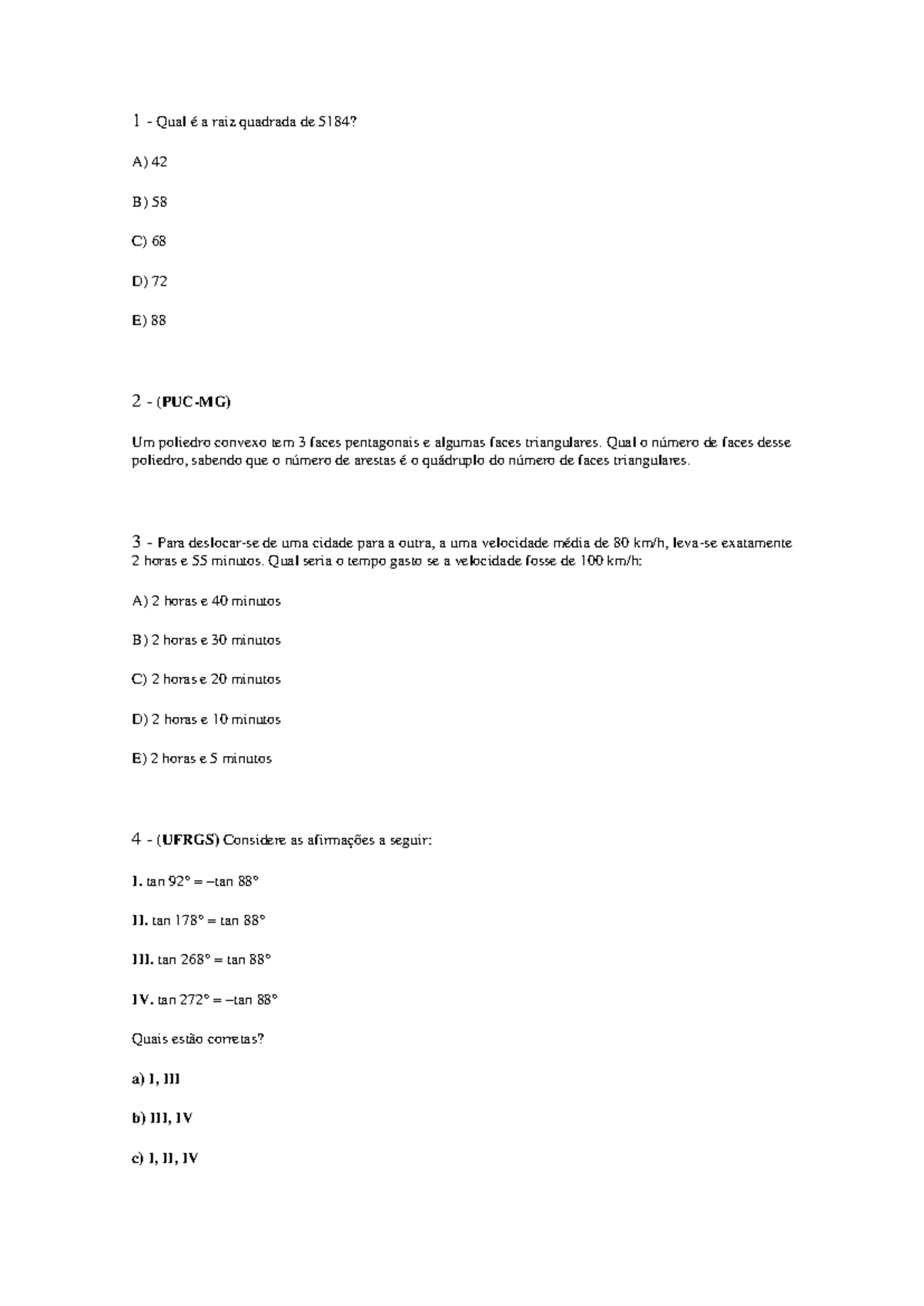Atividade de matemat - Lista de exercícios - 1 - Qual é a raiz quadrada ...