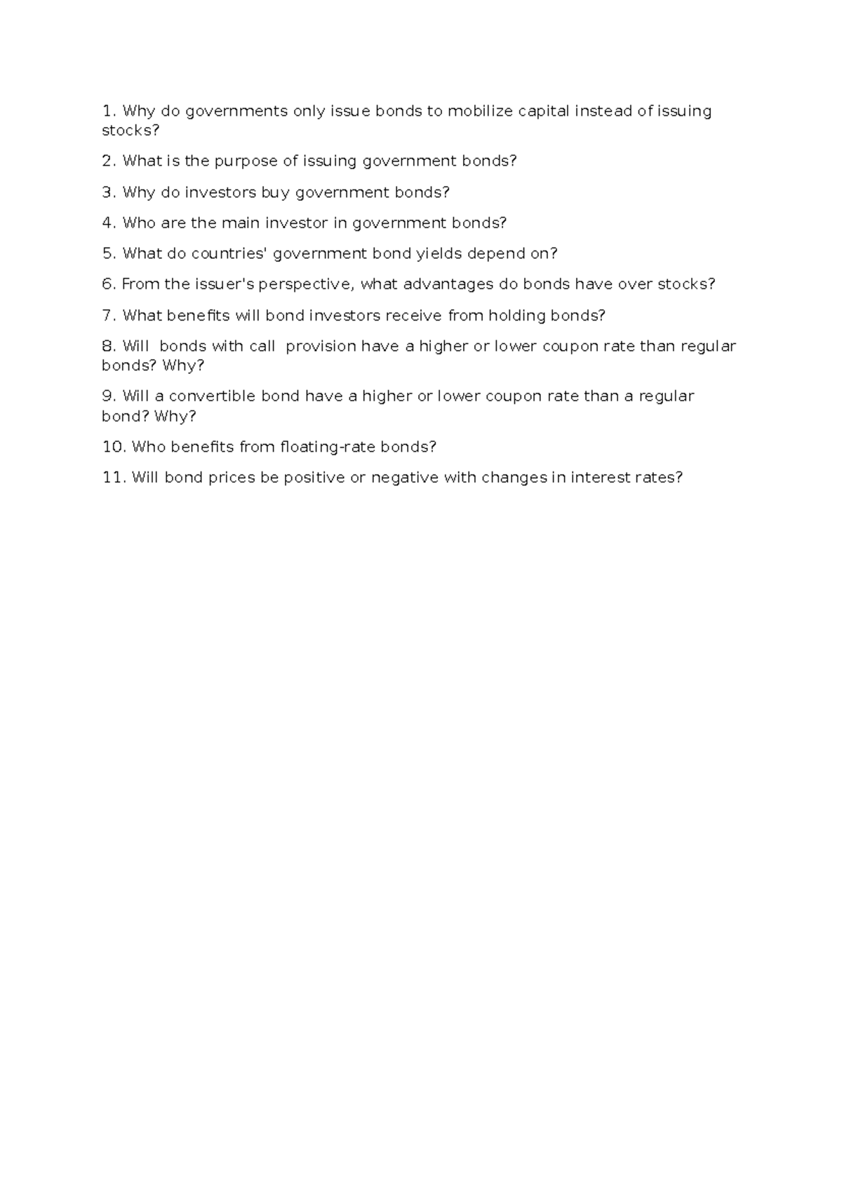 Bond Market Questions and Key Concepts Explained - Studocu