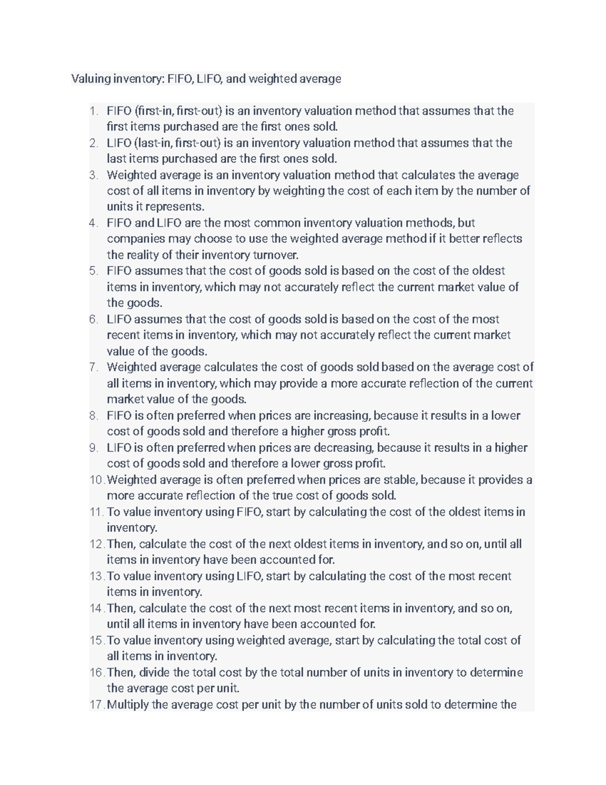 Valuing inventory FIFO, LIFO, and weighted average - FIFO (first-in ...