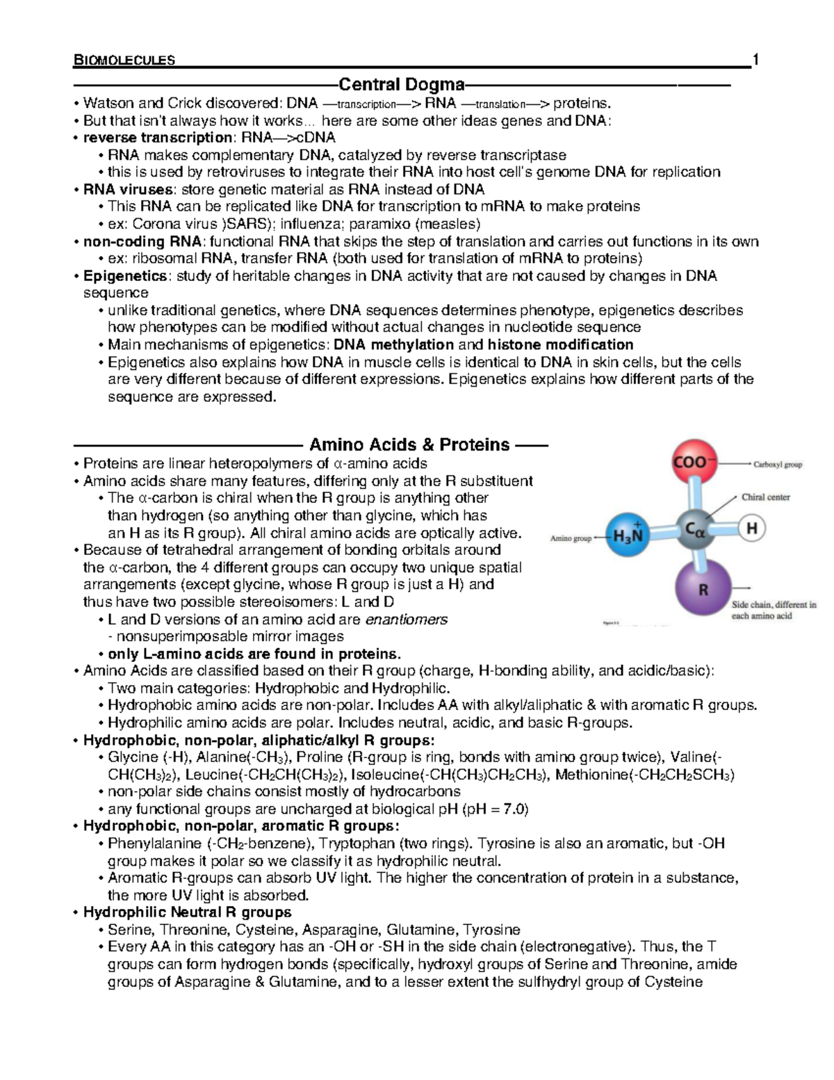 BIOMOLECULES 1: DNA, RNA, Proteins, and Genetic Regulation Overview ...