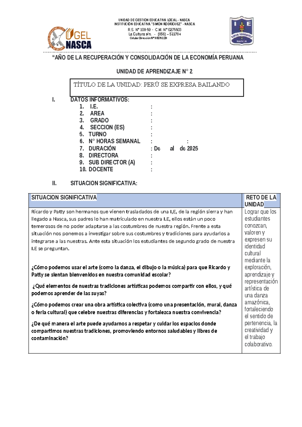 Unidad de Aprendizaje 2: Expresión Cultural a Través de la Danza - Document Preview