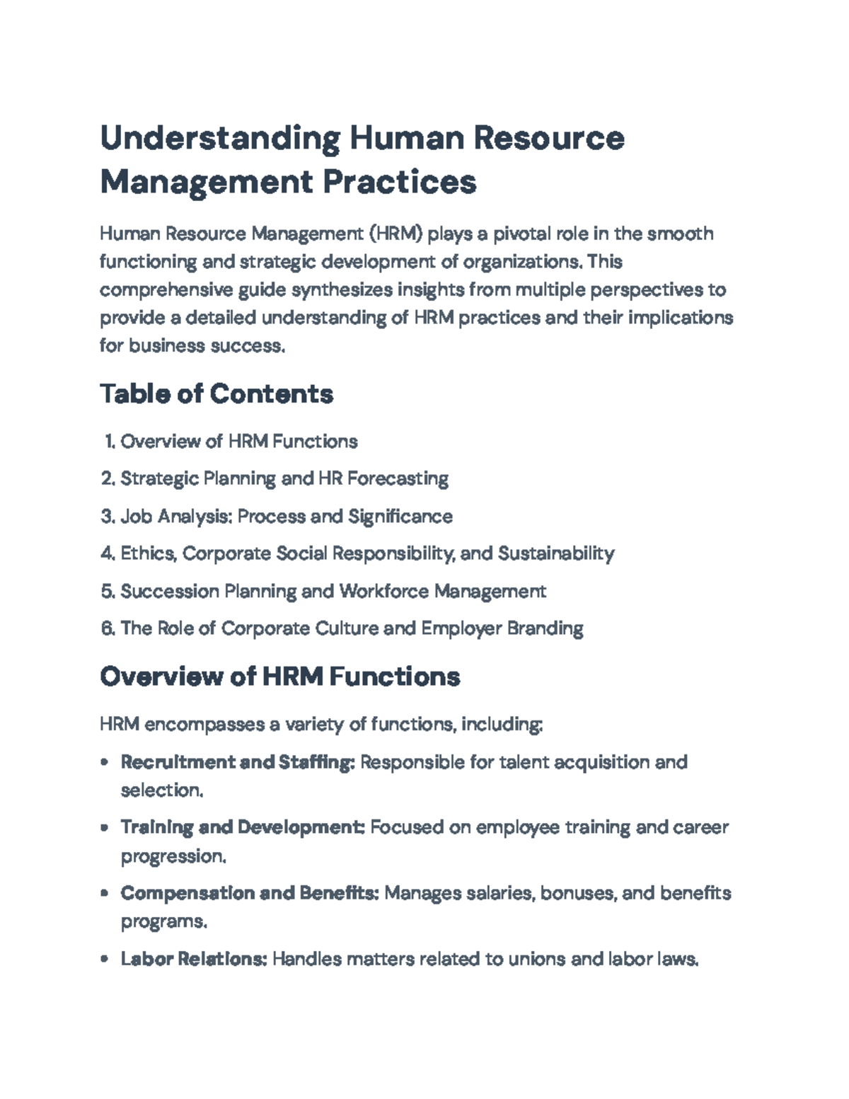 HRM 101: Comprehensive Guide to Human Resource Management Practices ...