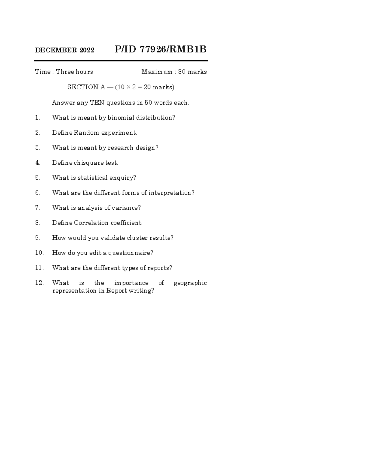 DEC 2022 Rmb1b - Final Exam Q&A on Statistical Methods and Research ...