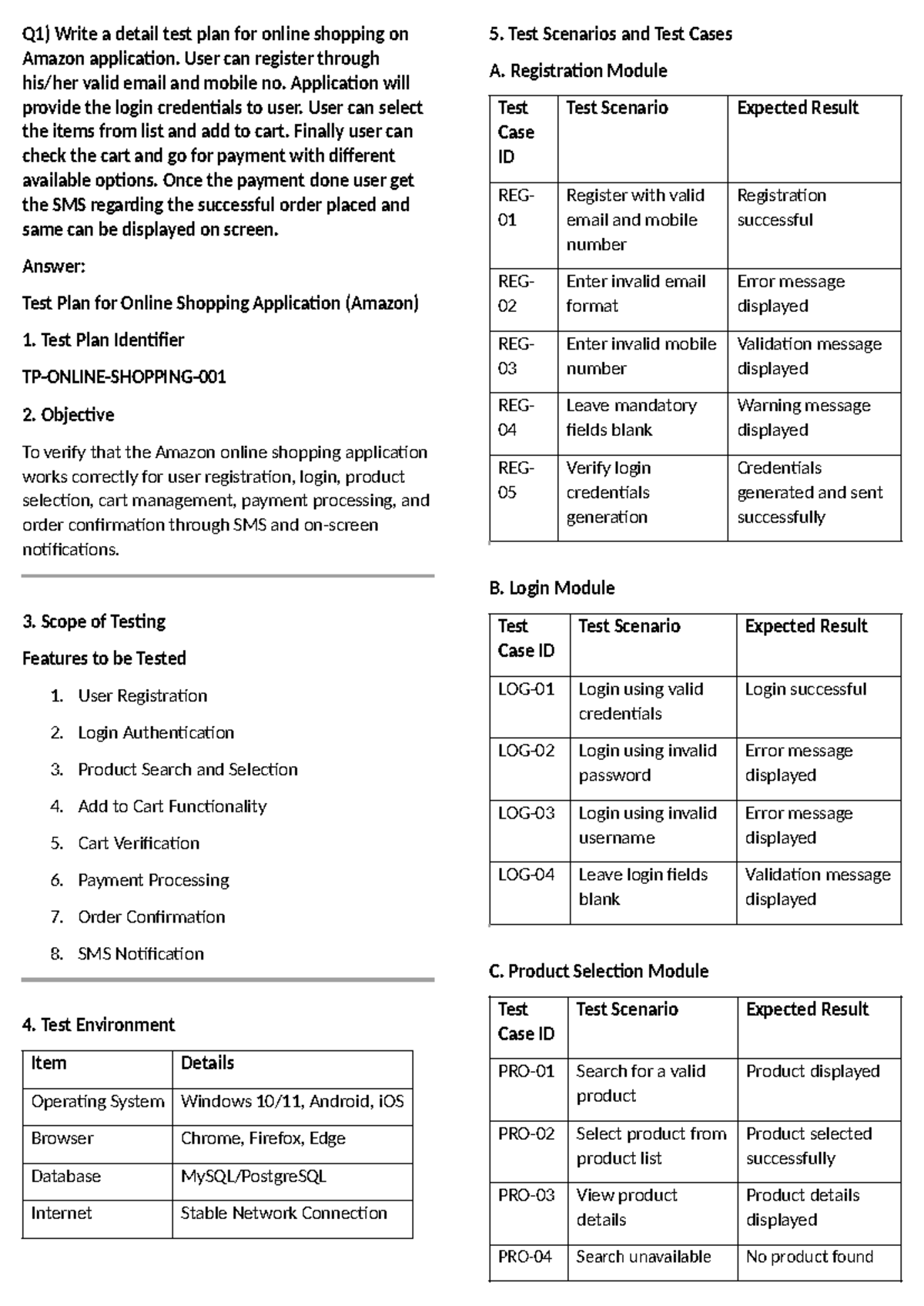Test Plan for Online Grocery Ordering App (STQA) - Studocu