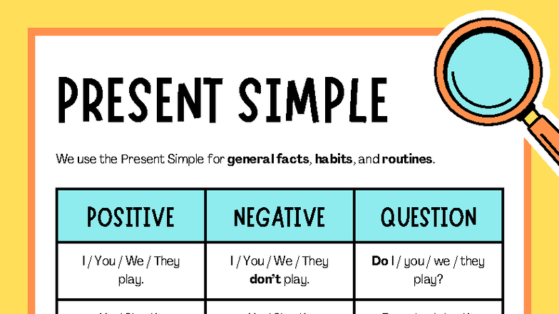 Present Simple Worksheet (ENG101) - General Facts & Routines - Studocu