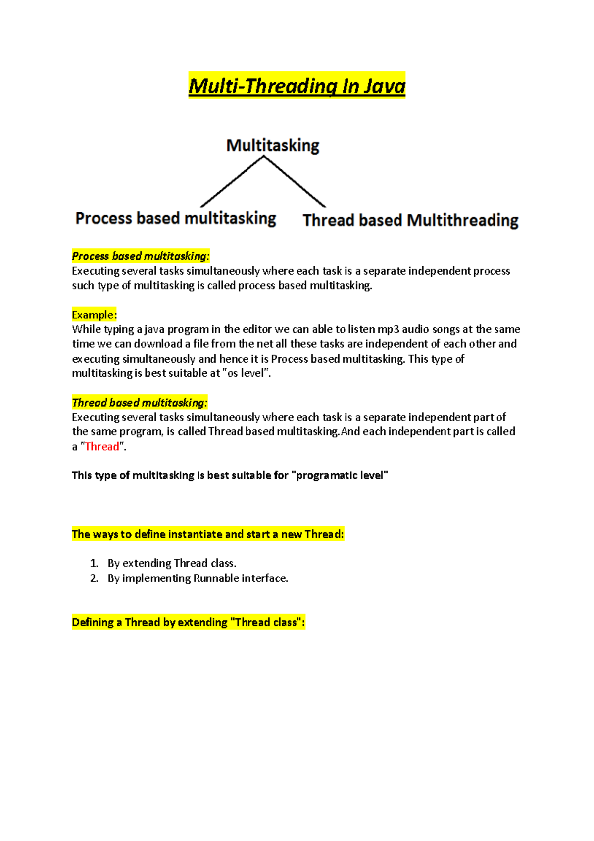 Multi-Threading In java - Multi-Threading In Java Process based ...