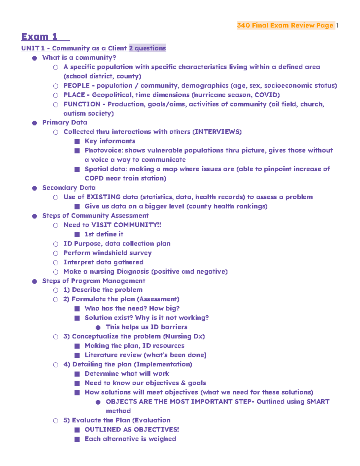 340 Final Exam Notes: Community Health & Mental Illness Overview - Studocu