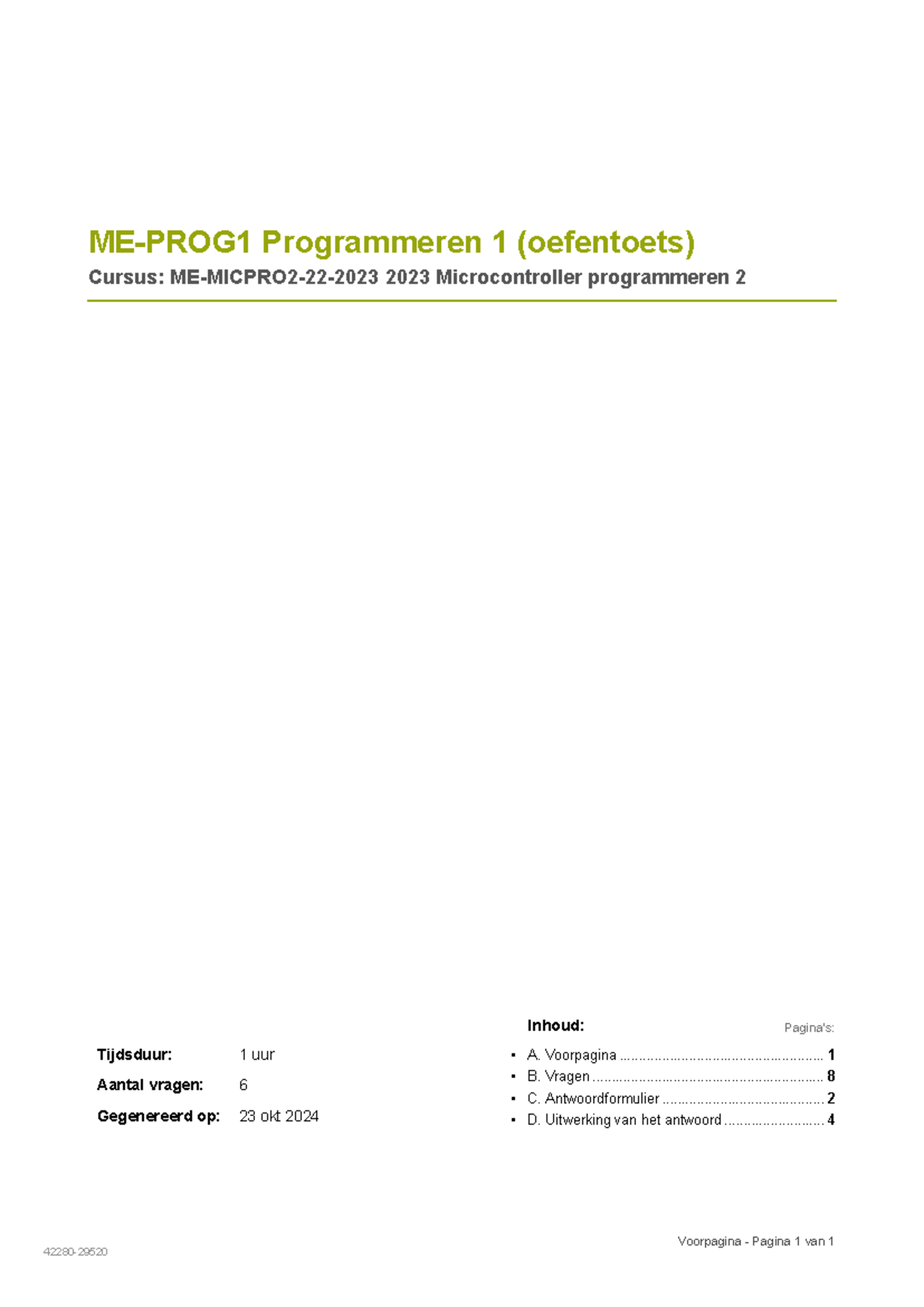 ME-PROG1 Oefentoets 1 - Microcontroller Programmering 2 (2023 ...