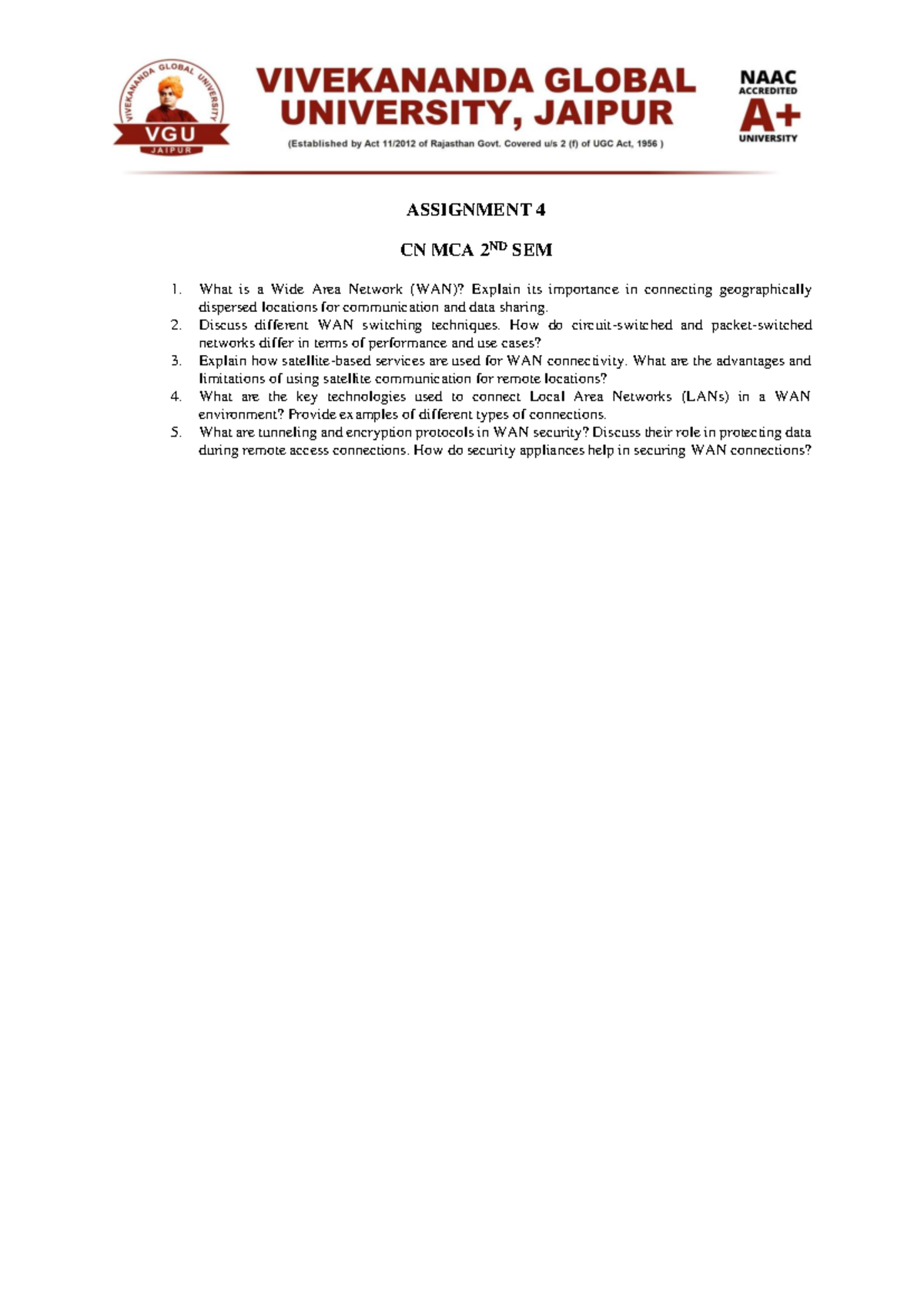 CN UNIT 4 Assignment - DATA COMMUNICATION AND COMPUTER NETWORK ...