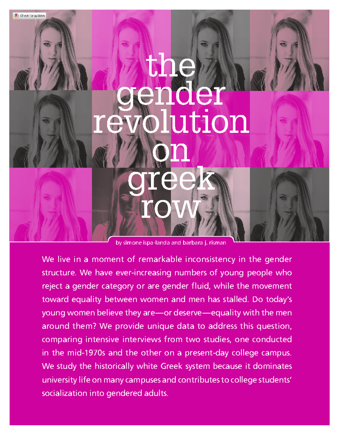 Gender Dynamics in Greek Life: A Comparative Study (SOC 101) - Studocu