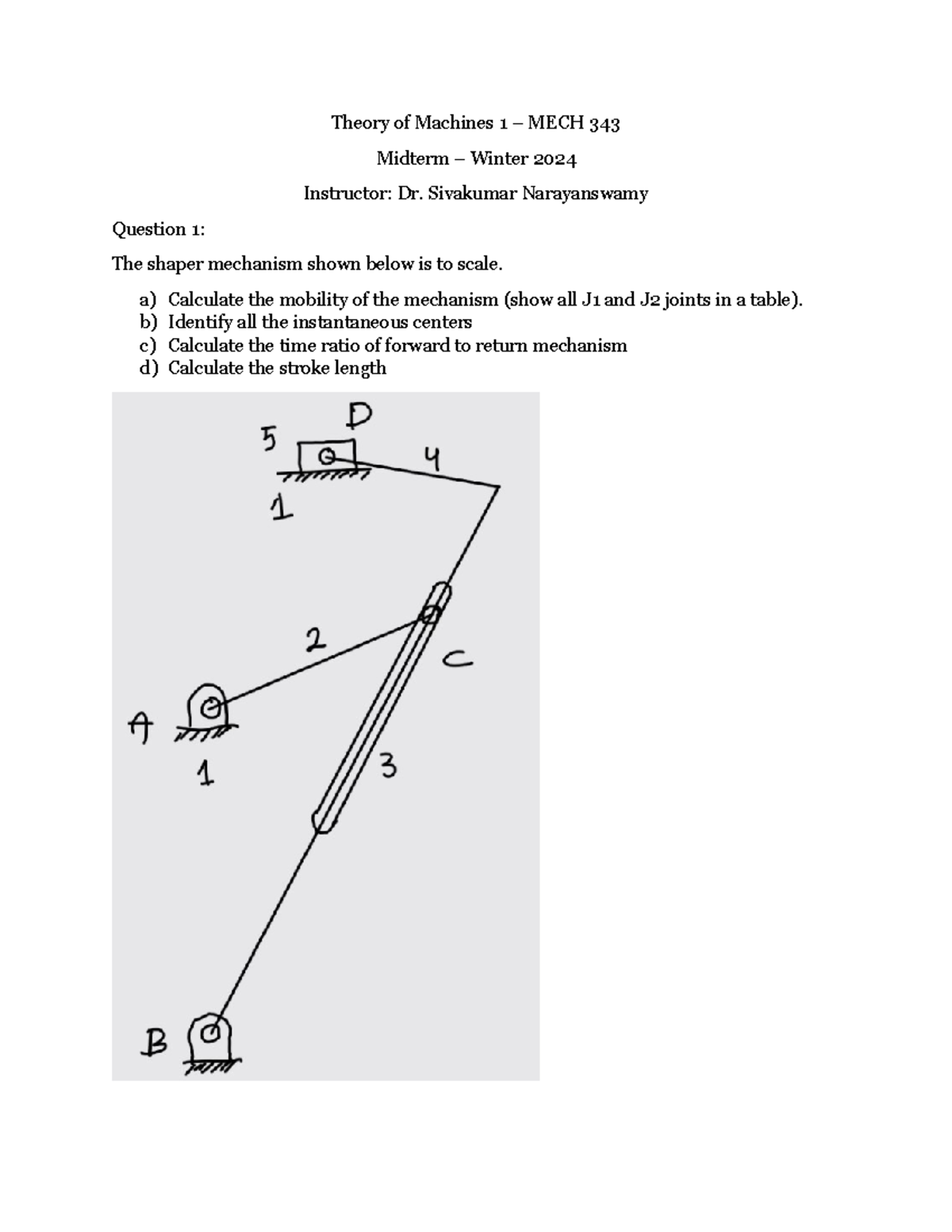 Mech 343 Theory Of Machines Midterm Study Notes For Winter 2024 Studocu