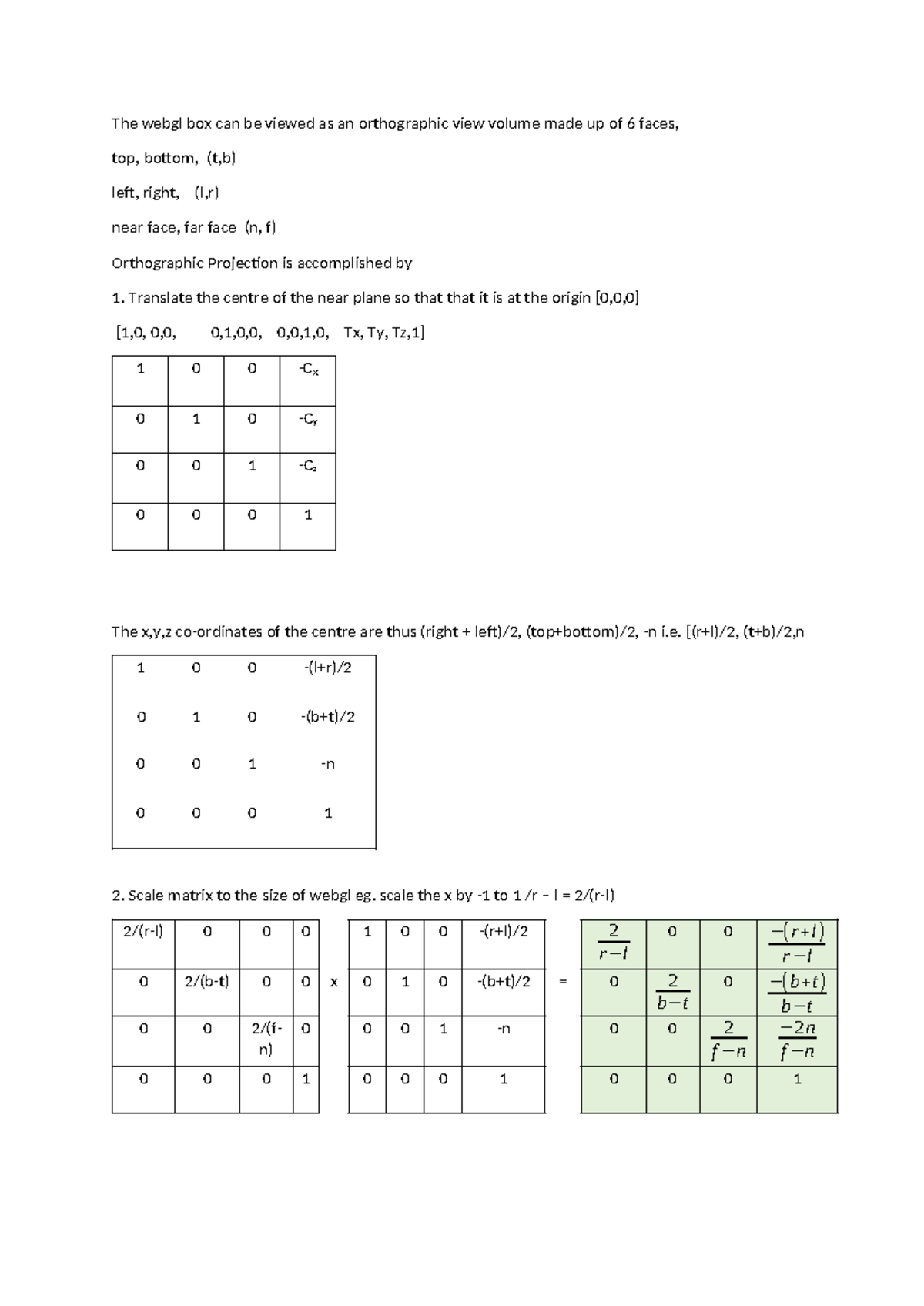Orthographic & Perspective Projection in WebGL (CS 101) - Studocu