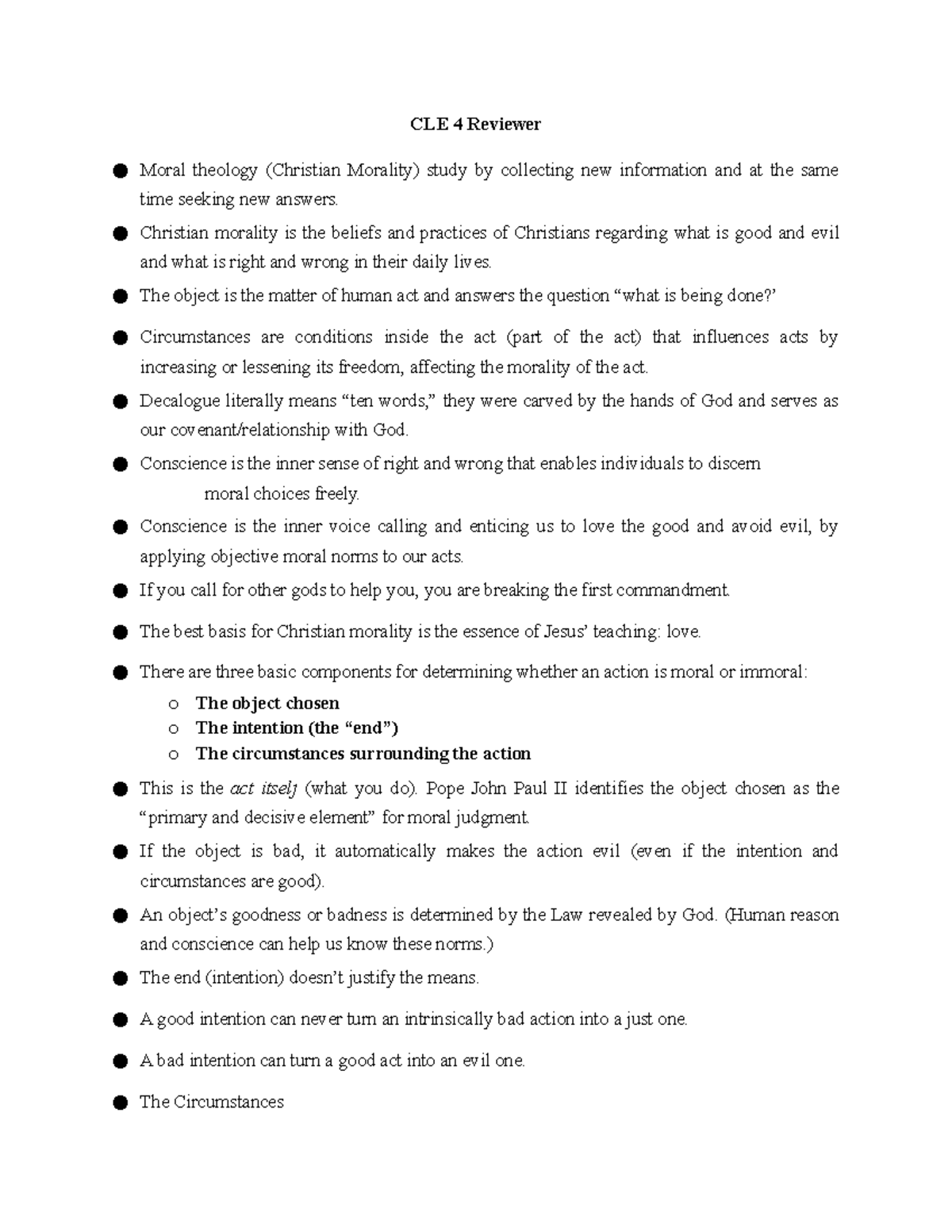 CLE 4 Reviewer - CLE 4 Reviewer Moral theology (Christian Morality ...