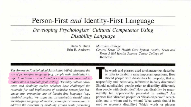 UT 2: Person-First vs. Identity-First Language in Disability ...