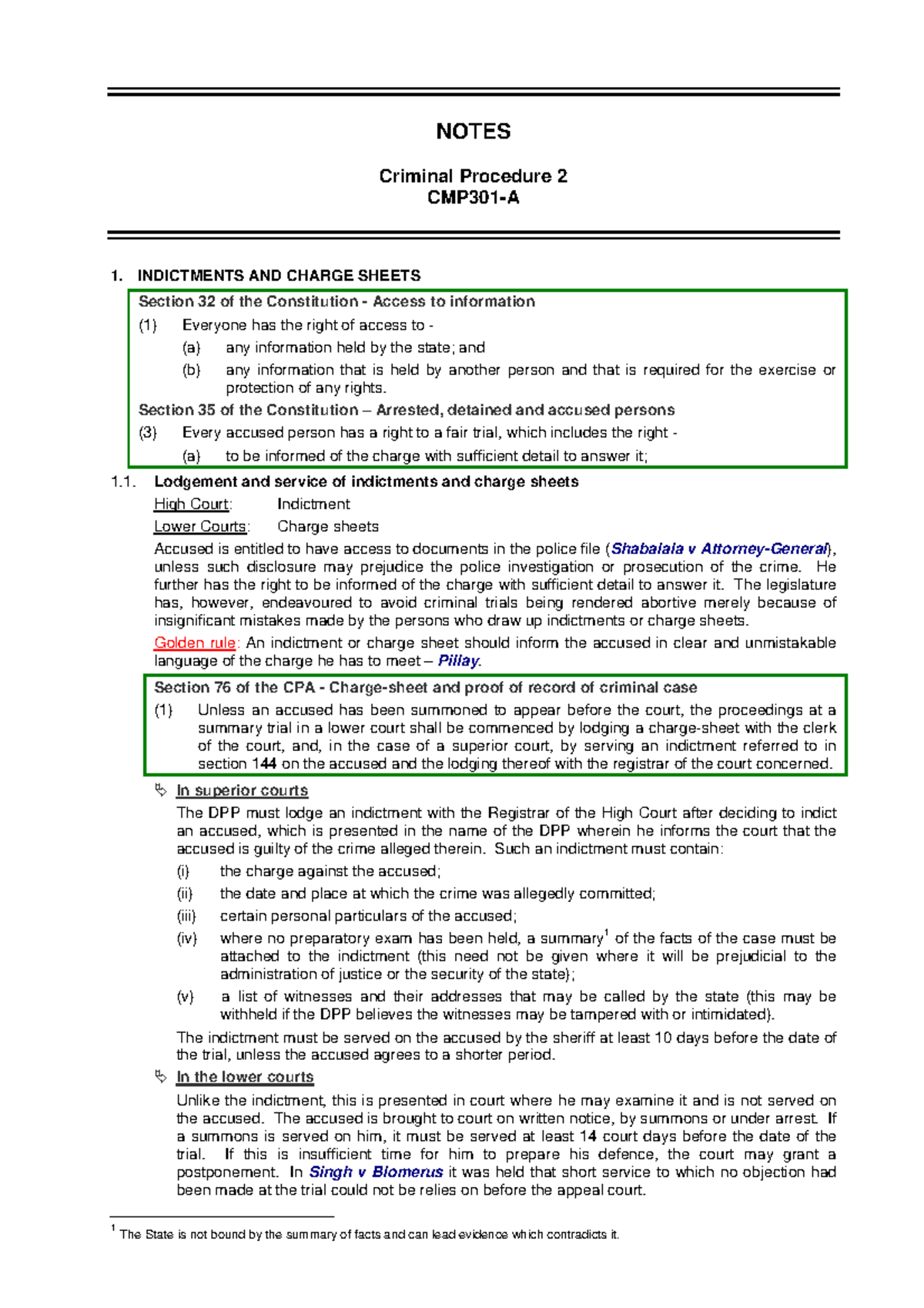 CMP301-A Criminal Procedure Notes on Indictments and Charge Sheets ...