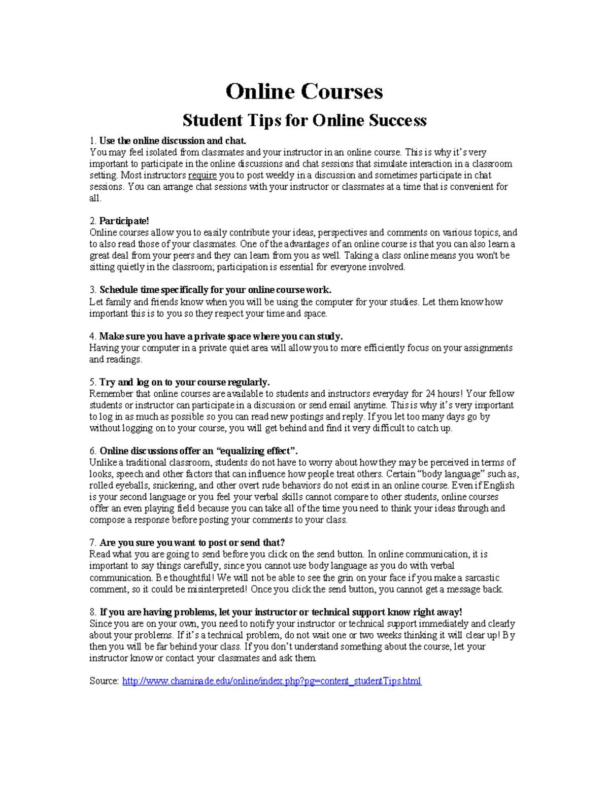Student Tips on taking an E-course - Online Courses Student Tips for ...